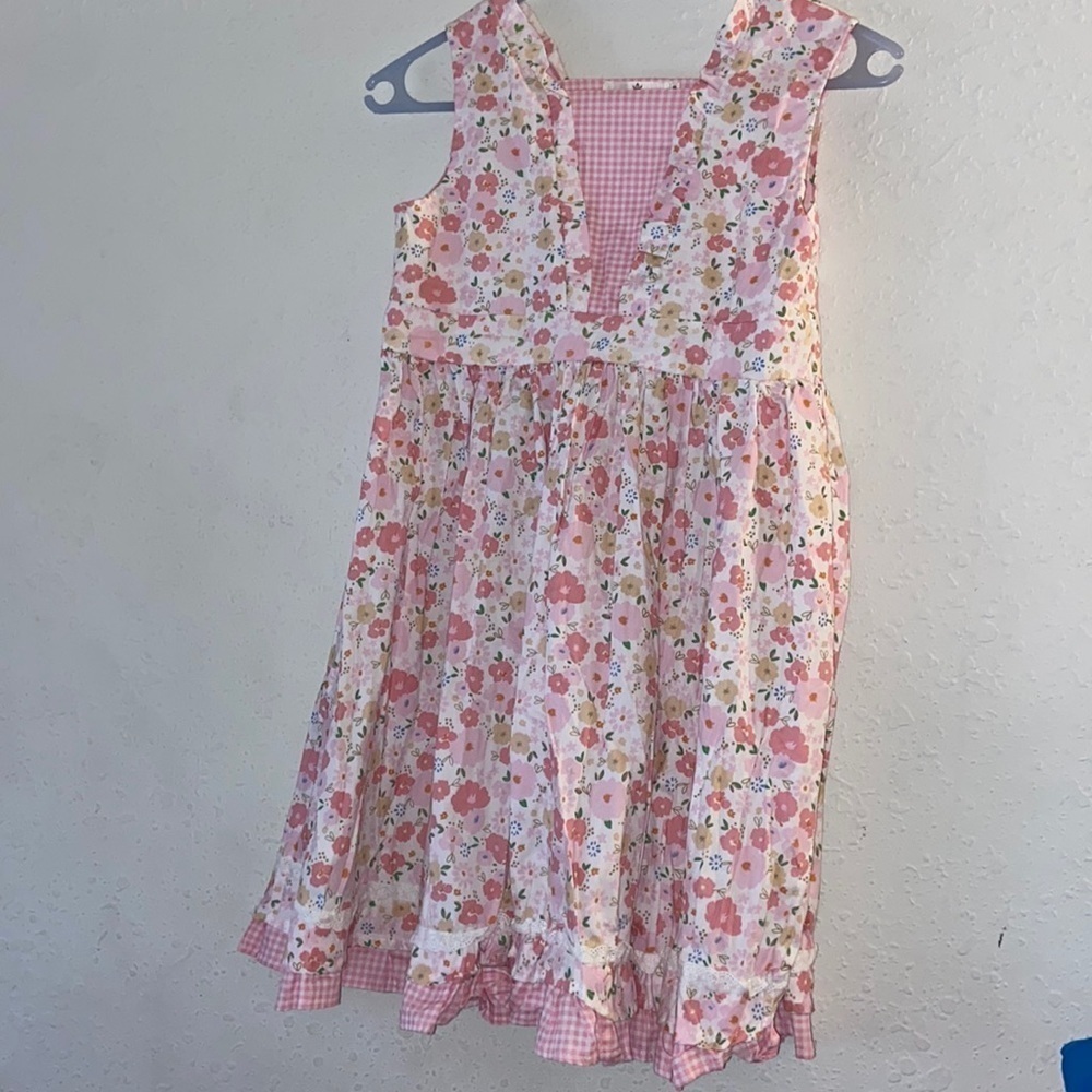 NWT, Marie Nicole floral gingham  peasant dress size 12 p1